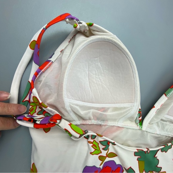 Women's One Piece Slimming V-neck Floral Print Swimwear Sz 12 - Picture 5 of 13